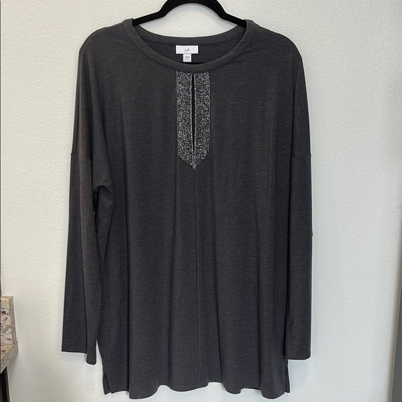 J Jill Soft TENCEL Lyocell Blouse | Charcoal Gray | Size Large - Picture 1 of 6